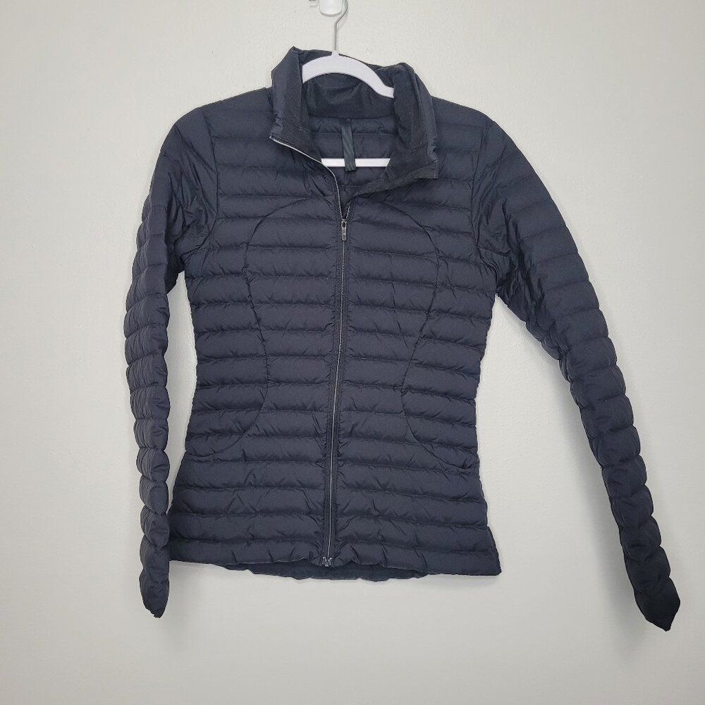 Lululemon Pack It Down Again Jacket black zip front pockets size 4